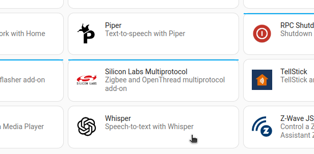 Install the Whisper and Piper add-ons