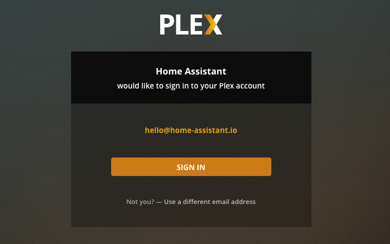 Screenshot of the Plex user interface asking the user if they want to link with Home Assistant.