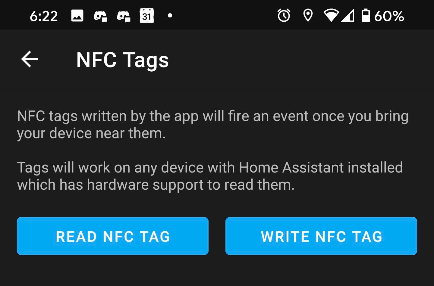 Screenshot of NFC