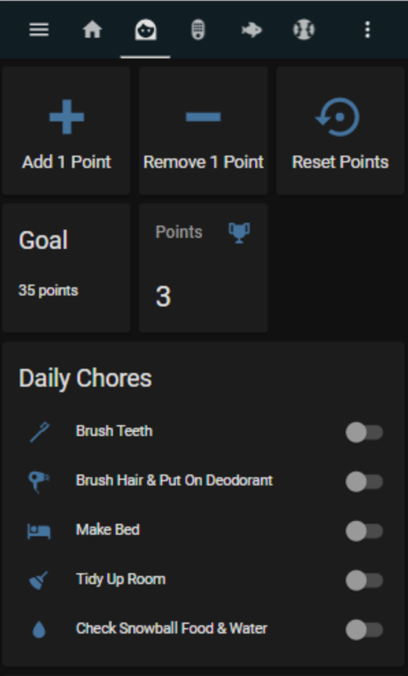 Preview of the chores tracker
