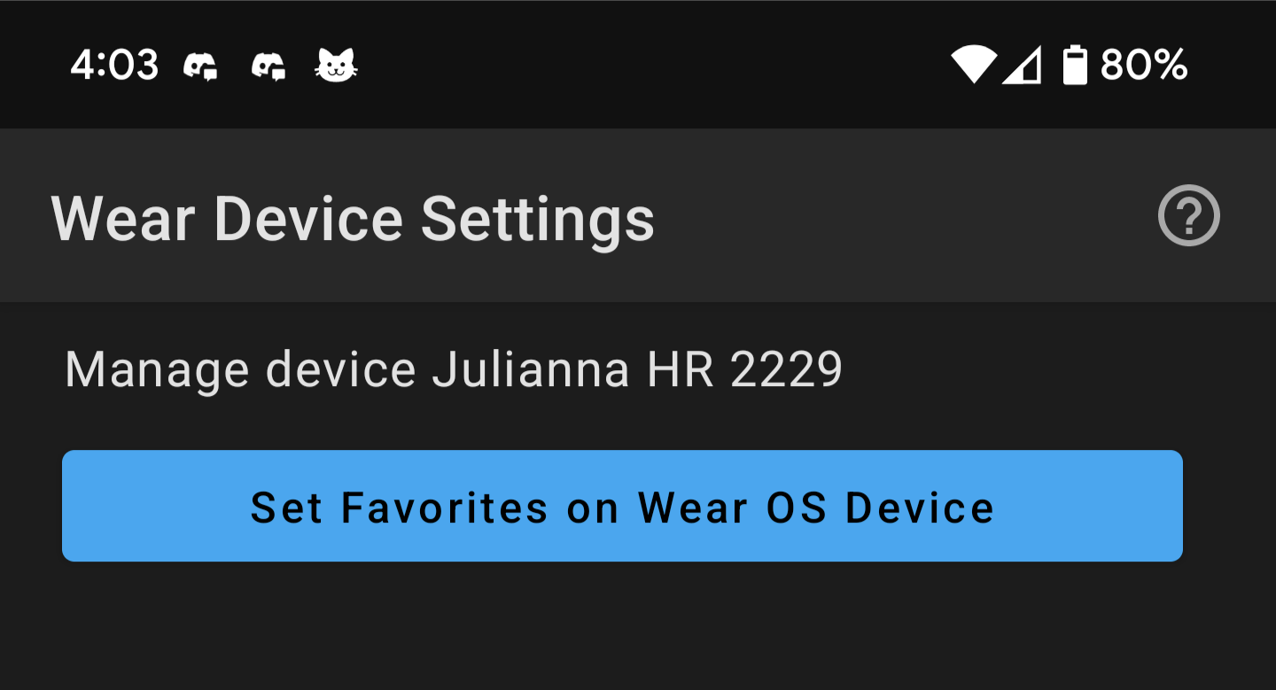 Screenshot of the Wear OS settings in the phone app