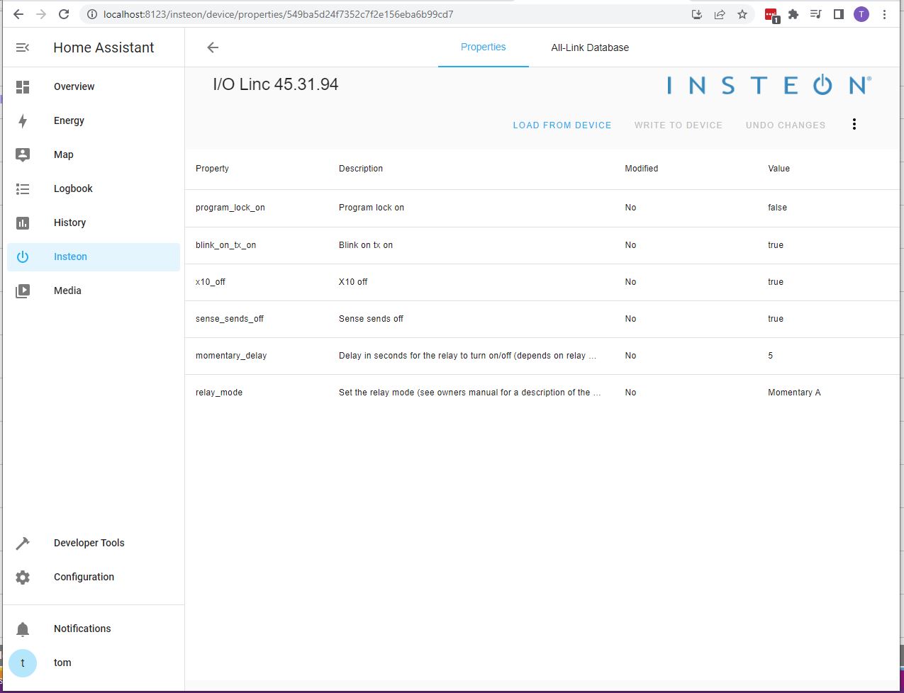 Another screenshot of the upcoming Insteon page