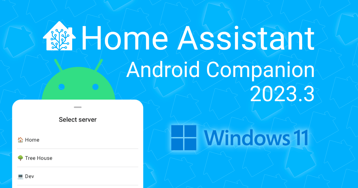 Home Assistant-logo med «Android Companion 2023.3»-tekst