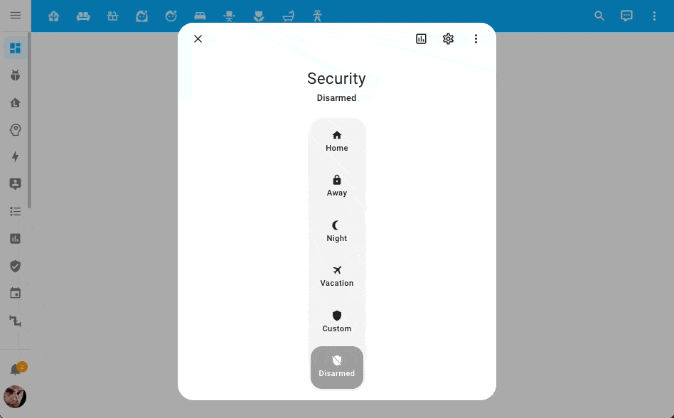 La registrazione dello schermo che mostra le nuove finestre di dialogo delle informazioni sull'entità del pannello di controllo degli allarmi funziona con l'input pin.