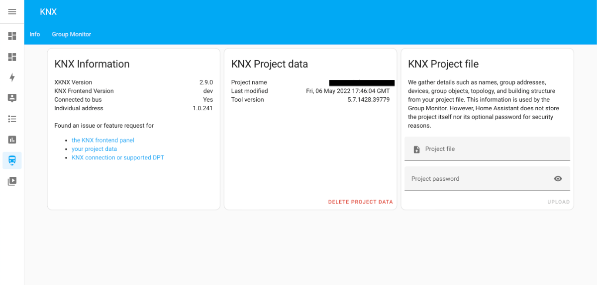 KNX-panelet i Home Assistant