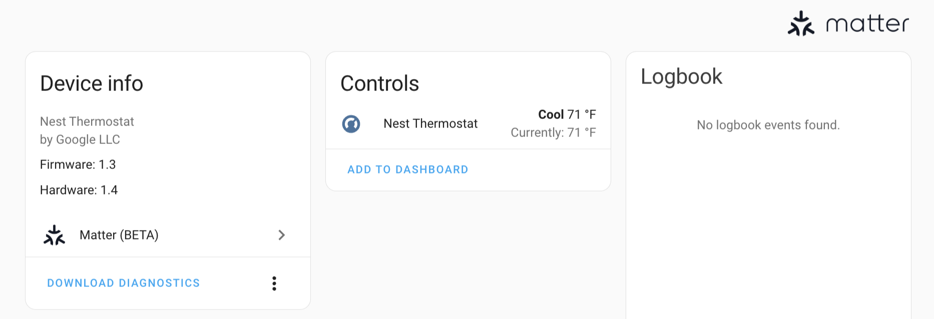 matter climate nest thermostat