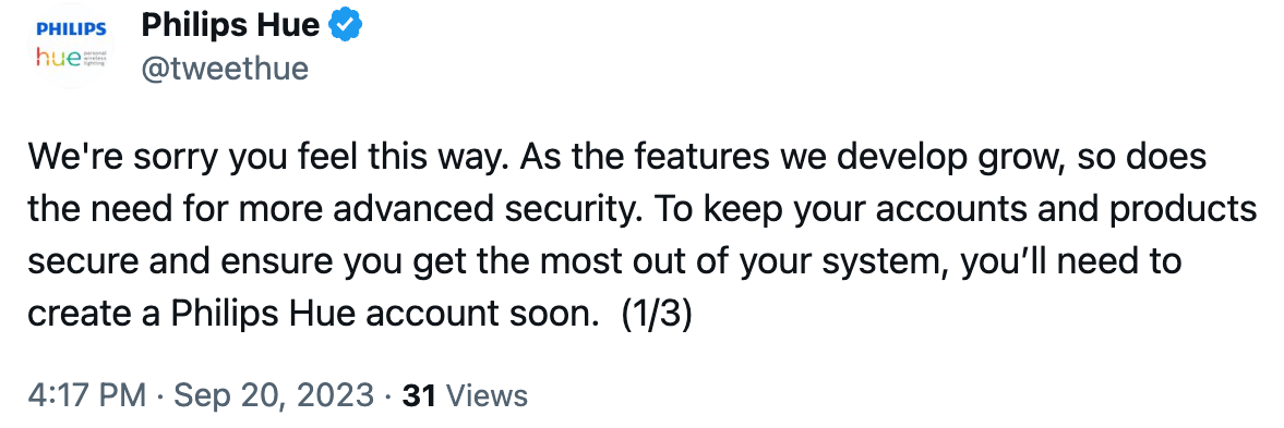 hue tweet lie security