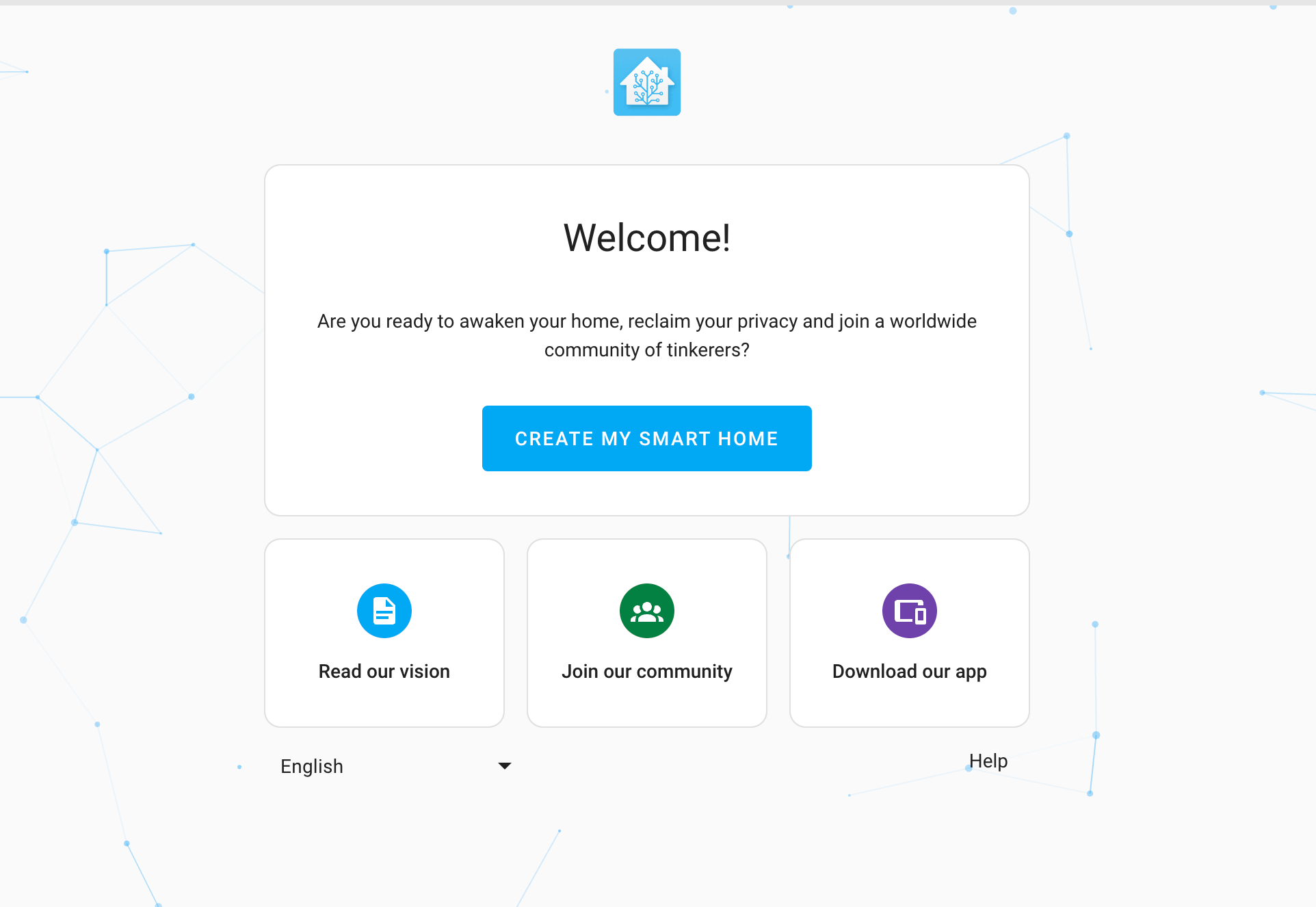 Screenshot of the new onboarding experience.