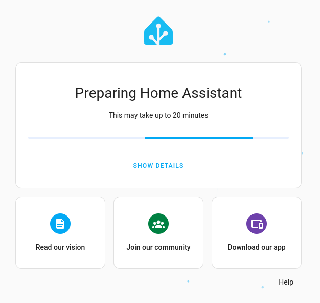 Screenshot of the new Home Assistant landing page