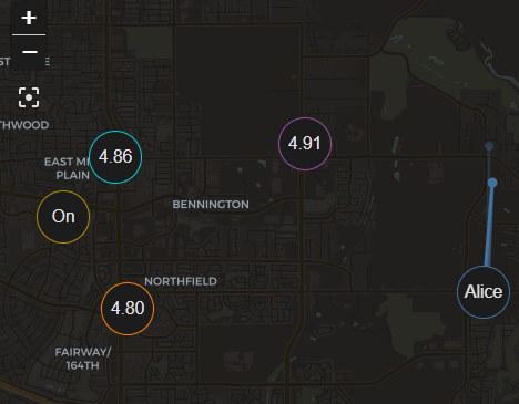 Screenshot of a map card showing gas prices on the map.