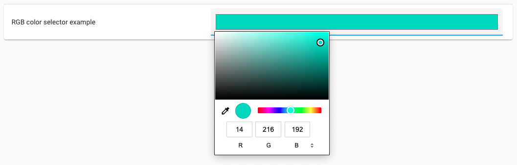 Screenshot of the RGB Color selector