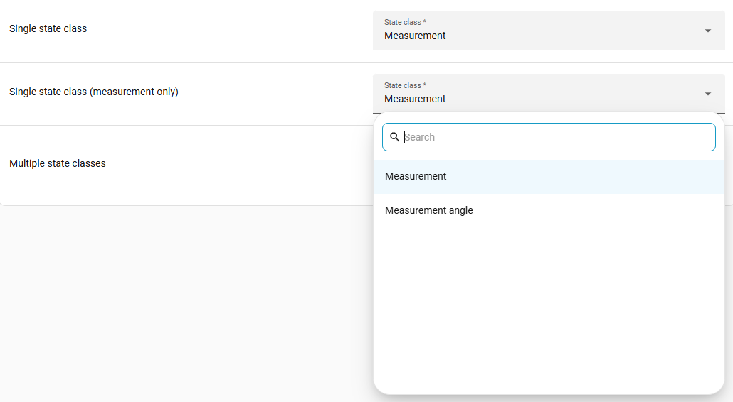 Screenshot of a state class selector