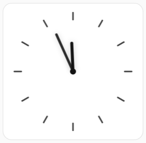 Screenshot of a medium sized, analog clock and hour ticks
