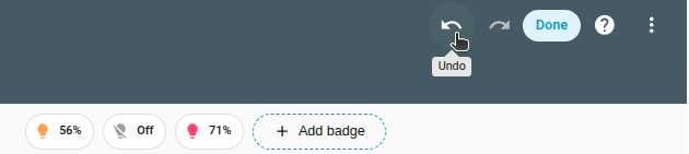 Screenshot of the undo and redo buttons on top of the dashboard