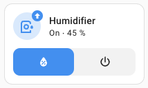 Screenshot of the tile card with the humidifier toggle feature