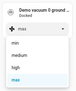 Screenshot of the tile card with the vacuum fan speed feature