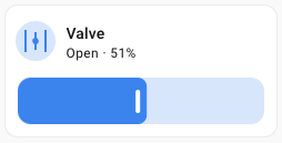 Screenshot of the tile card with the valve position feature