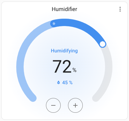 Screenshot of the humidifier card