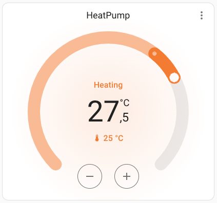 Screenshot of the thermostat card