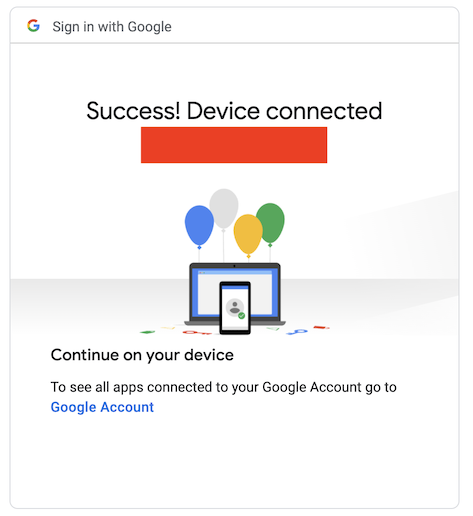 Screenshot of Device Connected