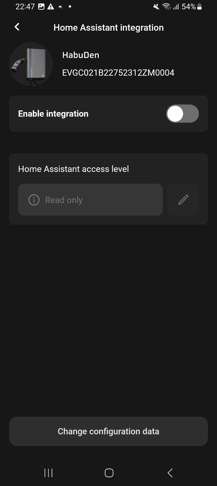Default Home Assistant integration screen