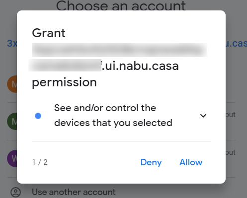 Screenshot 1 of granting permissions